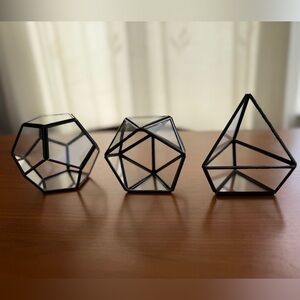 Brand New Terrarium Black Trim Glass Set